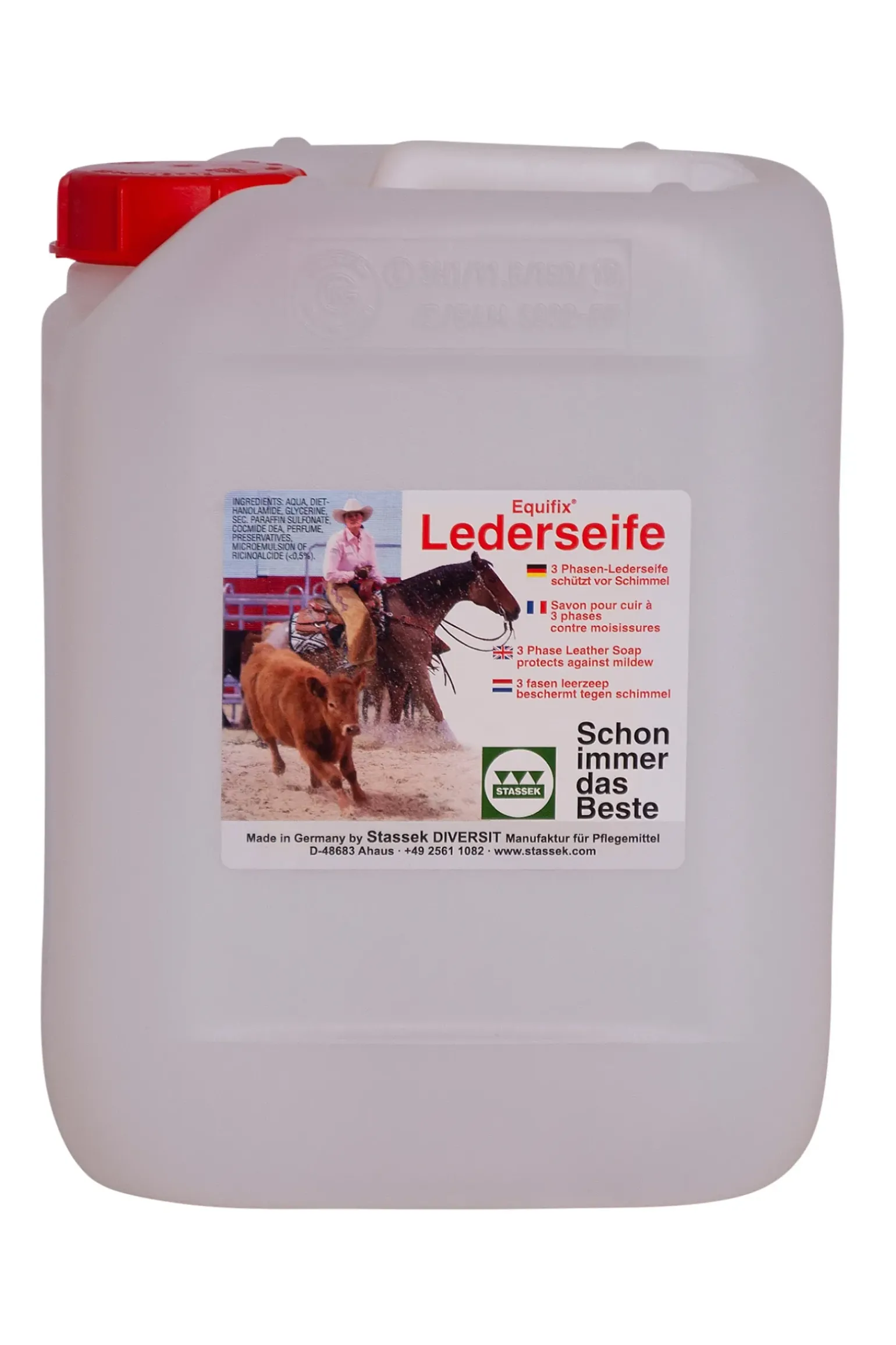 Savon Cuir A 3 Phases Stassek Equifix Avec Anti-Moisissures, 5 Litres