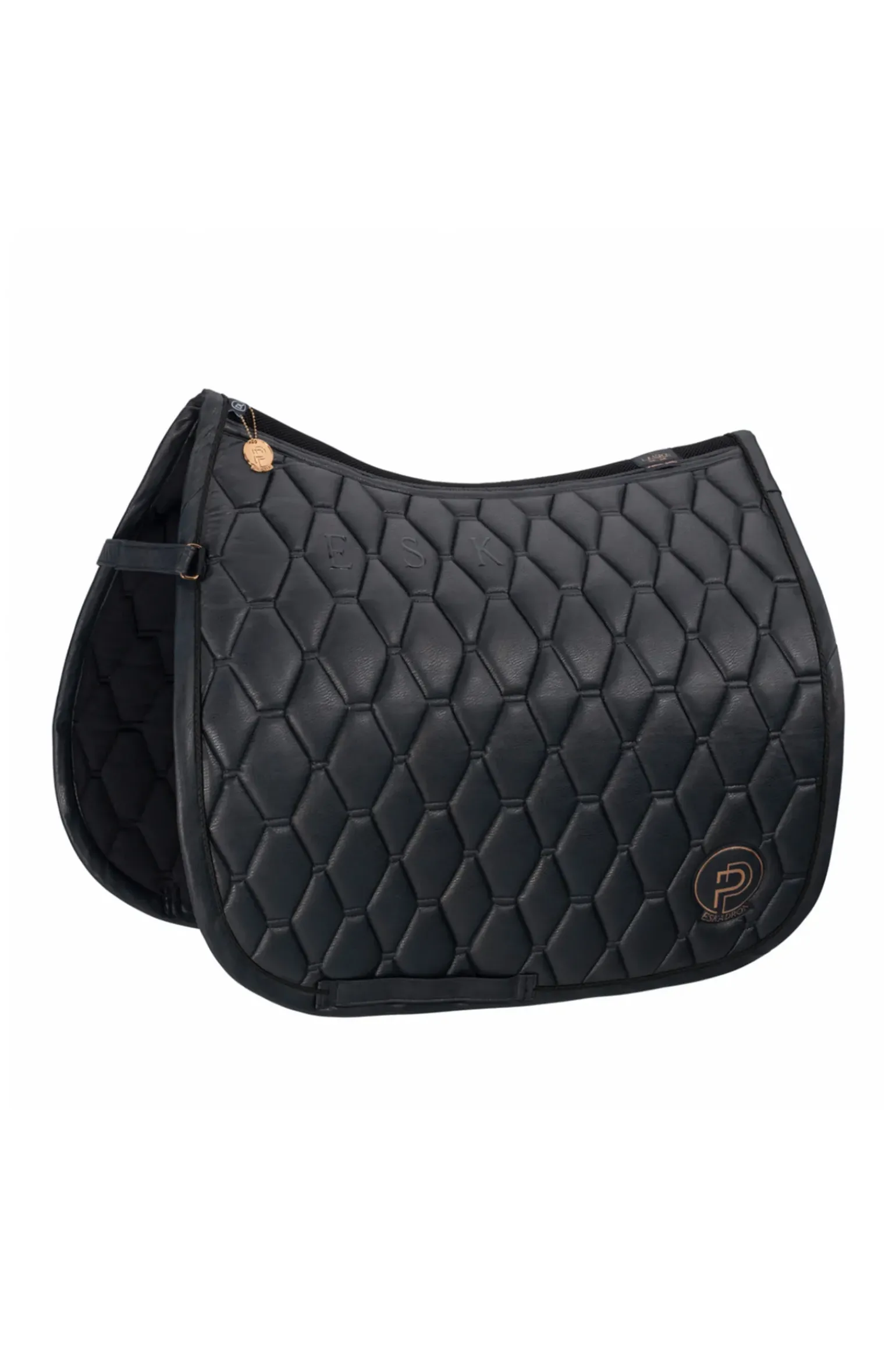 Tapis De Selle De Dressage Eskadron Platinum 23 En Similicuir Metallise