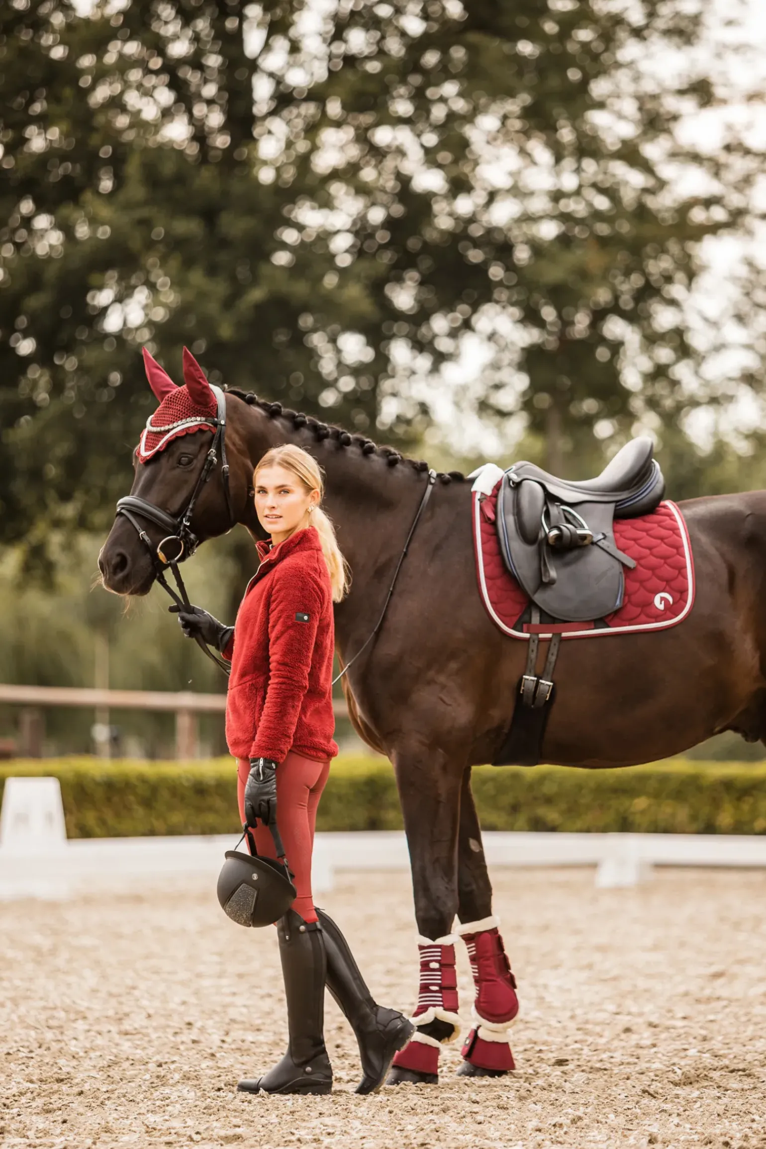 Tapis De Selle De Dressage Horze Geneva Avec Fausse Fourrure